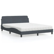 Letto con Materasso Dover Grigio Scuro 160x200 cm in Velluto 3208432