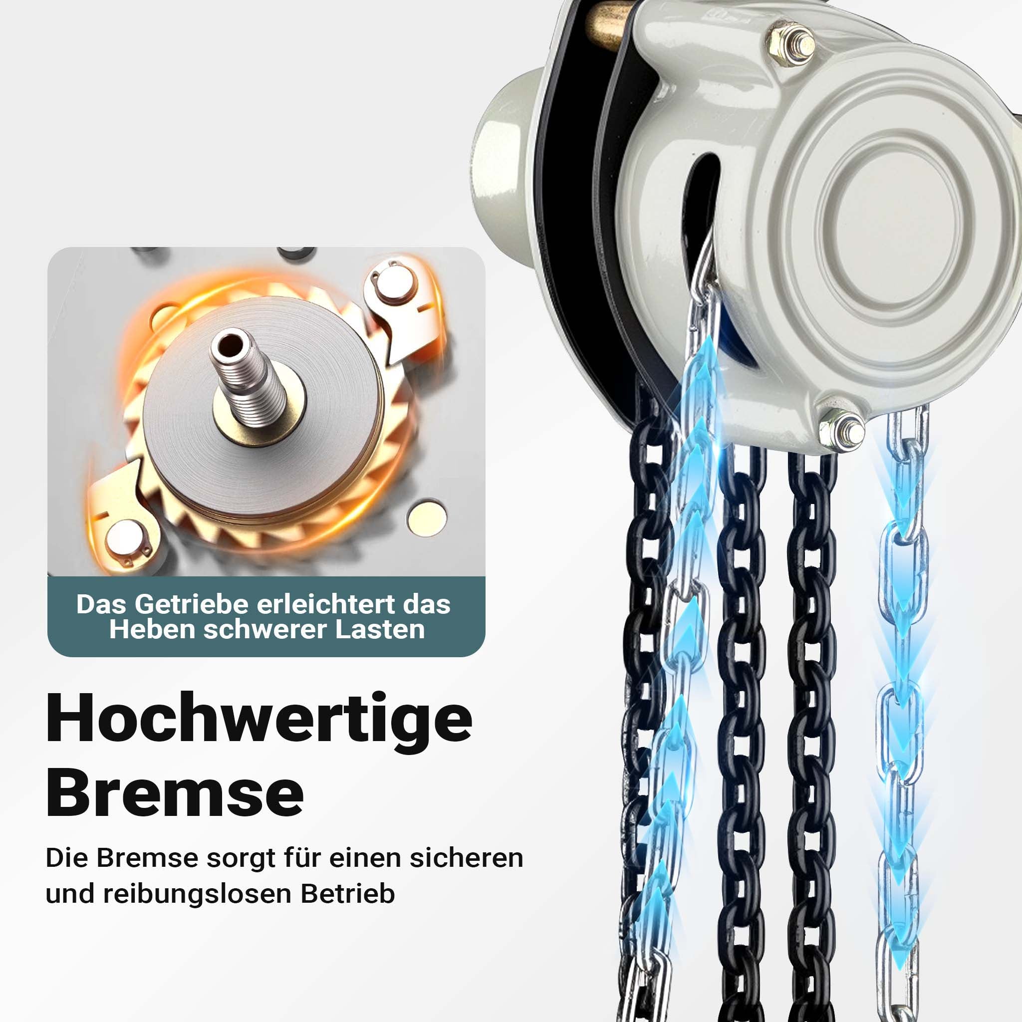 Paranco a catena manuale V21-2, capacità di carico 2 t, altezza di sollevamento 5 m, leggero e compatto, per impieghi gravosi