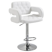 EasyComfort Sgabello Alto Moderno da Bar con Schienale e Braccioli, Regolabile e Girevole, per Cucina o Pub, 64x50x94-114cm, Bianca