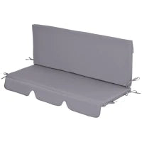 Cuscini da Esterno per Dondolo da Giardino 3 Posti con Lacci, 2 Pezzi da 130x45x5 cm, Grigio