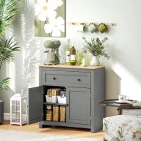 Credenza Cucina con Cassetto e Armadietto con Ripiano Regolabile, in Legno, 78.5x35x80 cm, Multicolore
