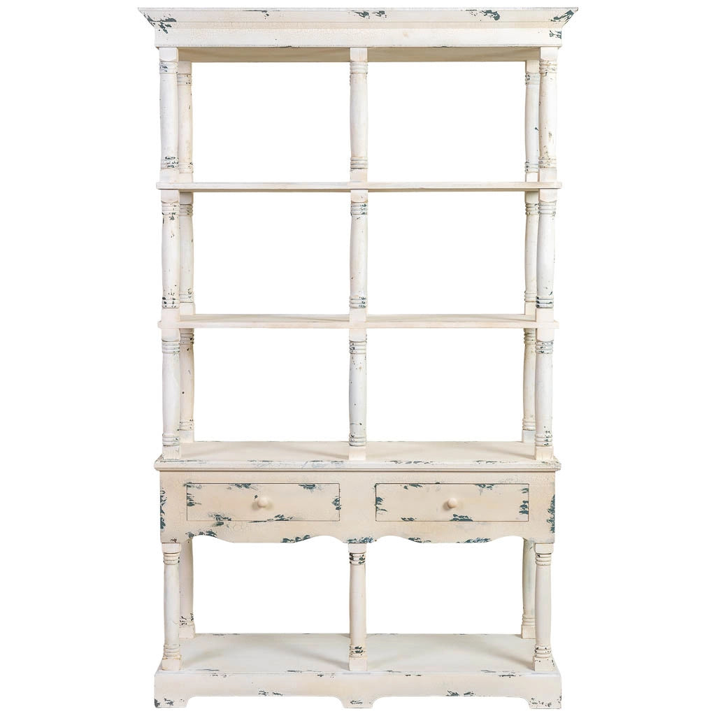 Scaffale in legno bianco invecchiato 129,5x49,5x207h cm