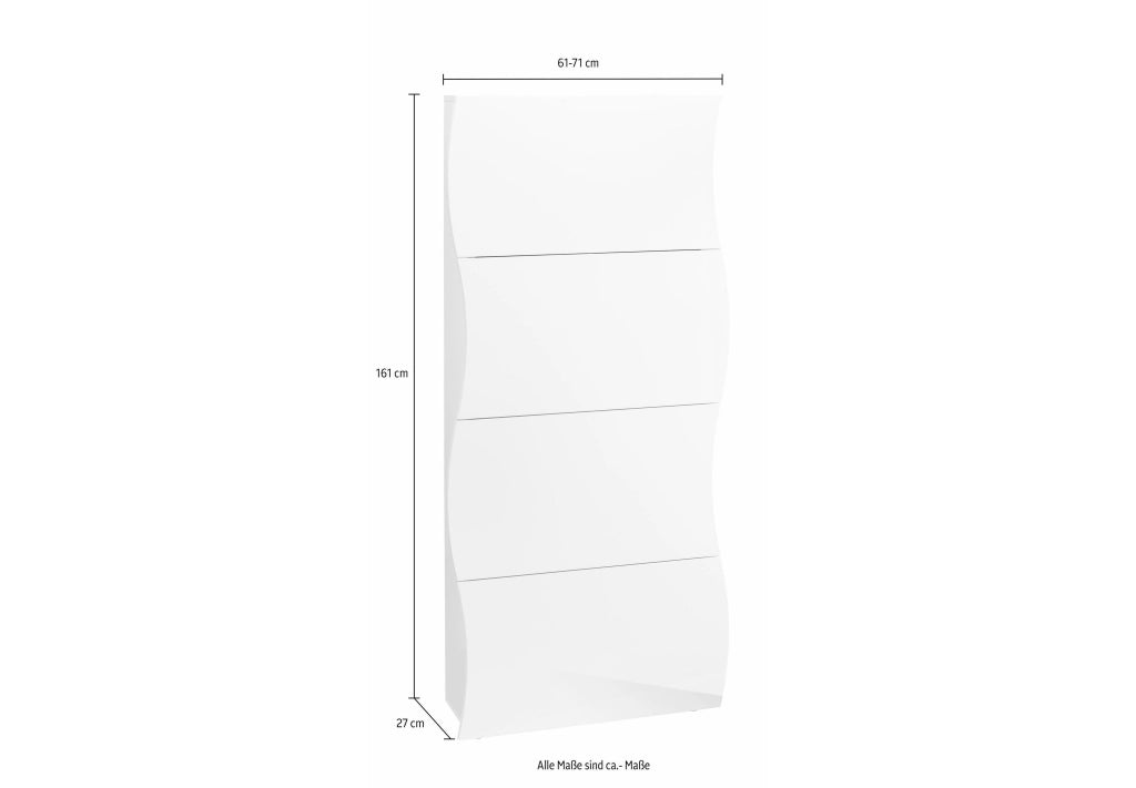 Scarpiera 4 Ante a Ribalta Onda 71x26,6x161,4 cm Finitura in Melamina Cachemire