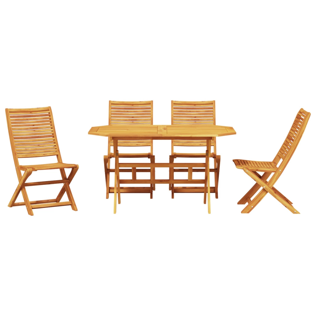 Set da pranzo da giardino 5 pezzi in legno massiccio di acacia