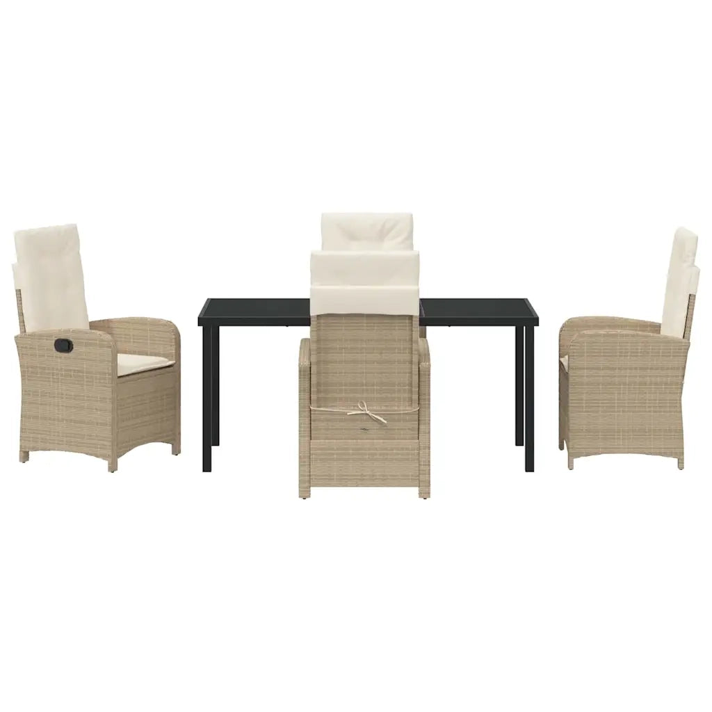 Set da Pranzo per Giardino con cuscino 5 pcs Beige polyrattan 3380284