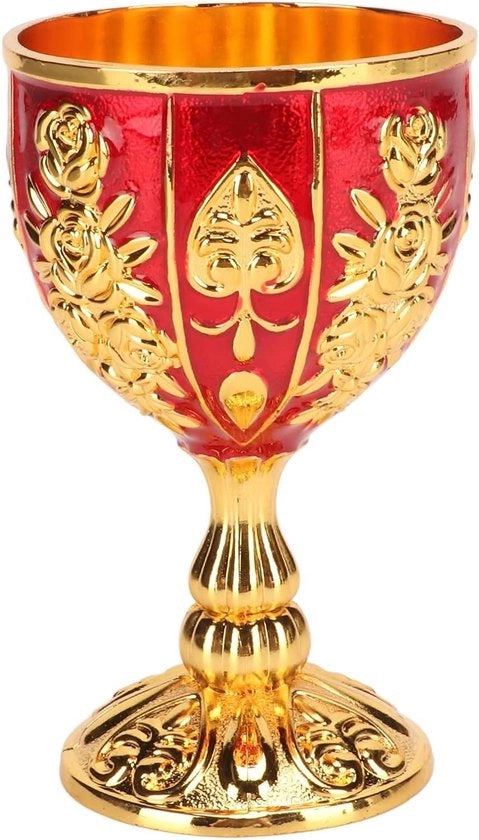 Tazza da 10 cm - disegno floreale a rilievo retro - elegante tazza per festa, buffet, bar - altezza 105 cm, finitura dorata (giallo scuro).