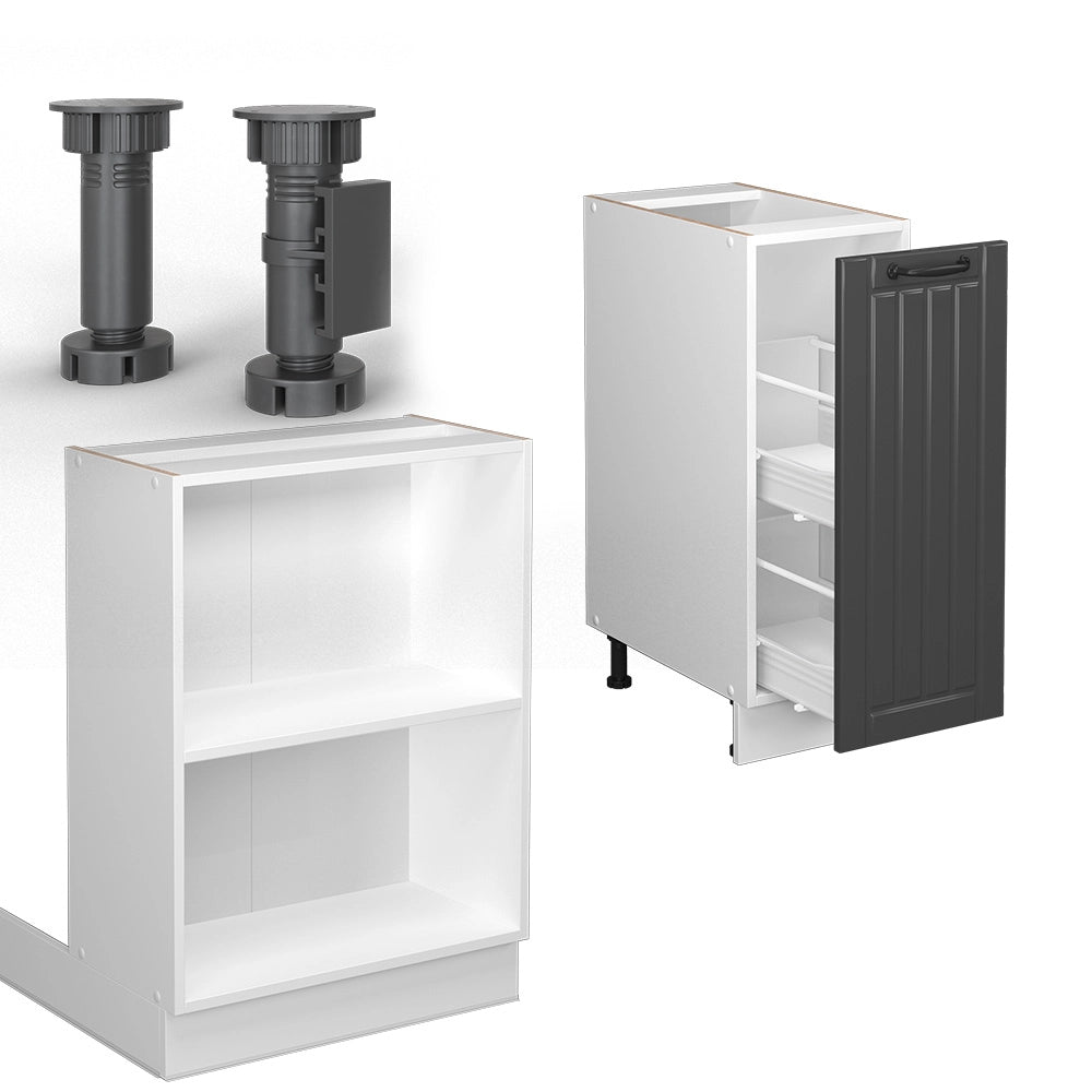Isola cucina Fame-Line Antracite rustico/Bianco 90 cm con cassetto, senza piano di lavoro Vicco