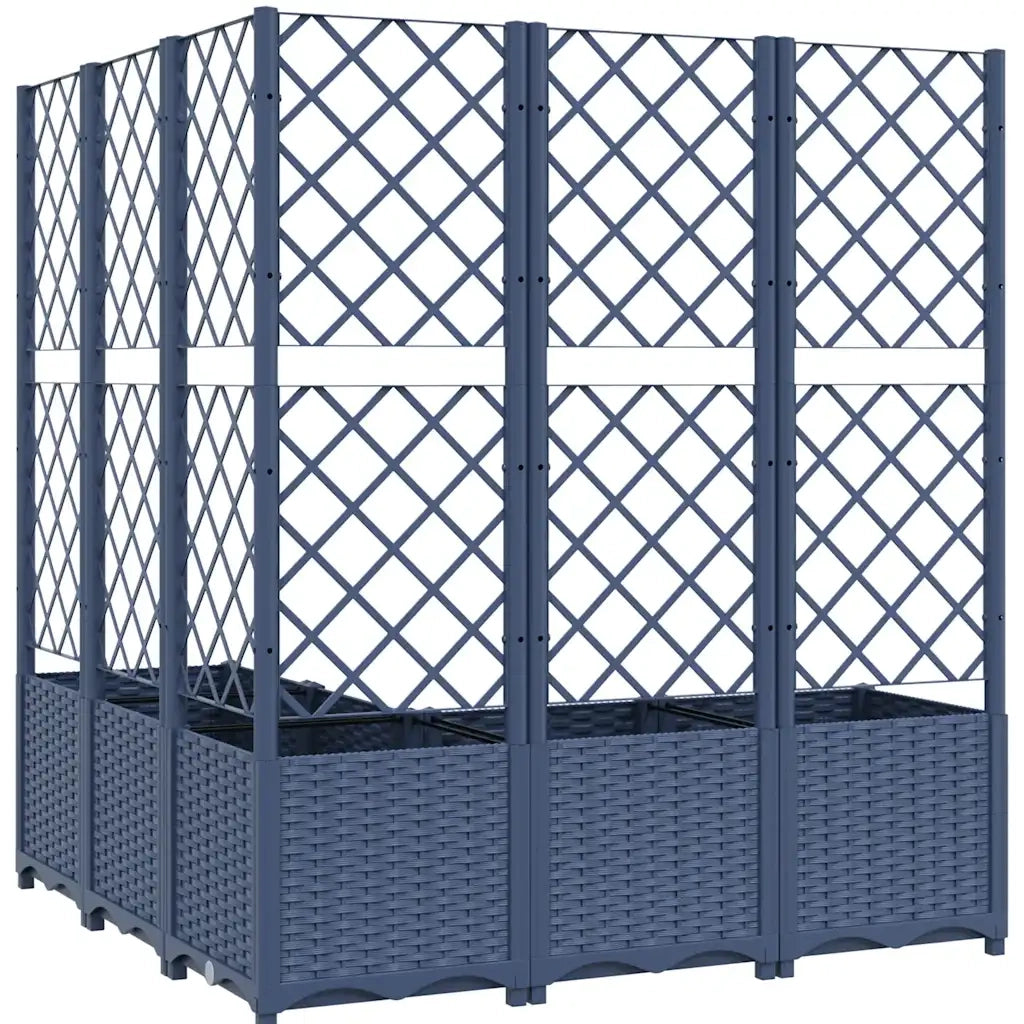 Fioriera da Giardino Graticcio-Vaso da Esterno-Vaso con Griglia Grigio Blu 120x120x136cm PP