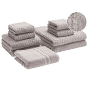 Set di 9 asciugamani Grigio Chiaro in cotone per ospiti Asciugamano da bagno e tappetino da bagno