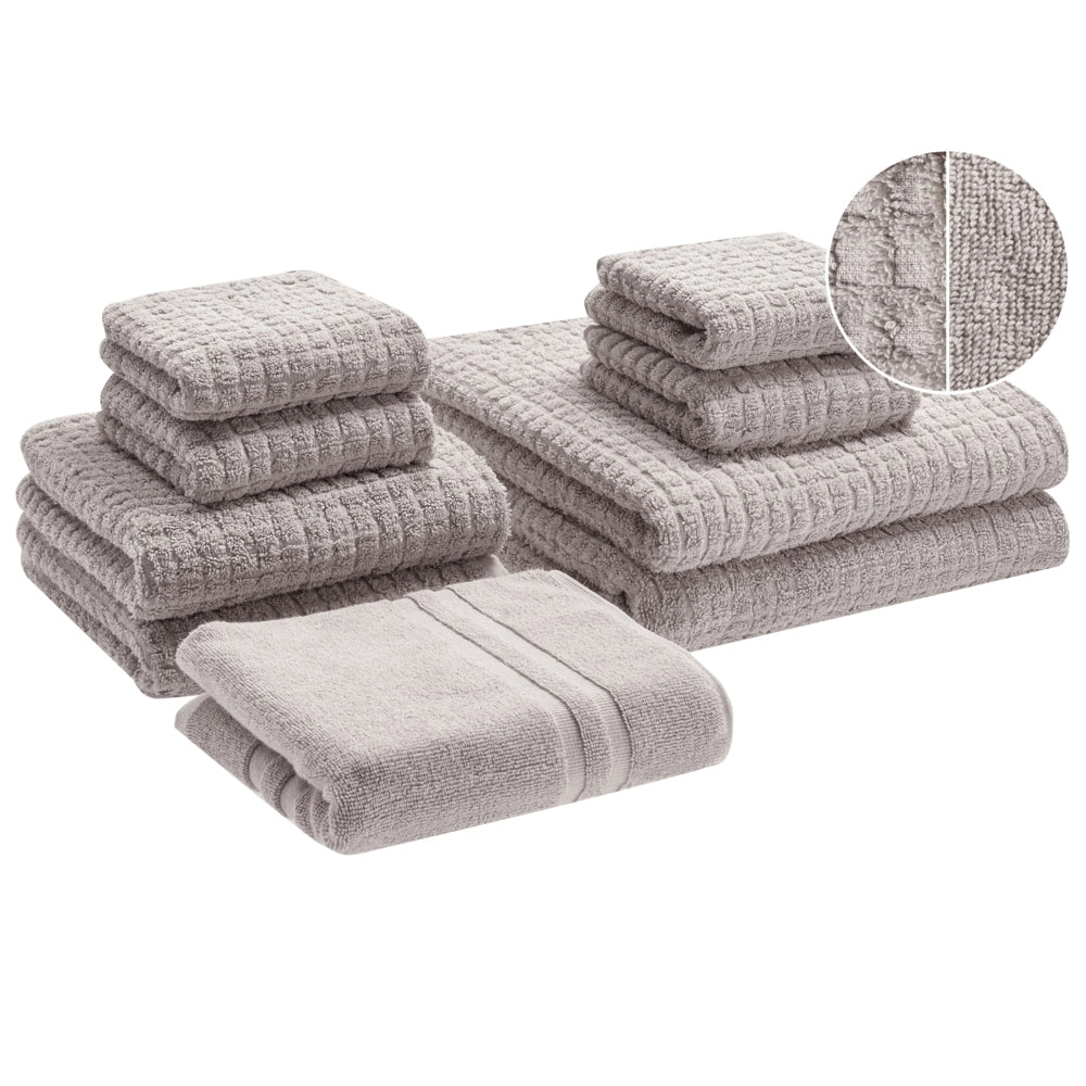 Set di 9 asciugamani Grigio Chiaro in cotone per ospiti Asciugamano da bagno e tappetino da bagno