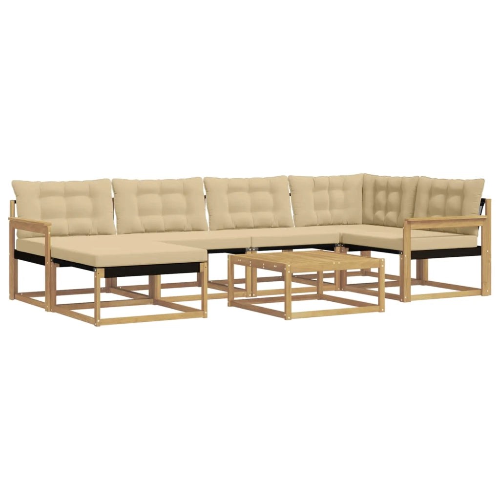 Set di divani da esterno 7 pcs Bianco e Beige 79 x 79 x 37 cm
