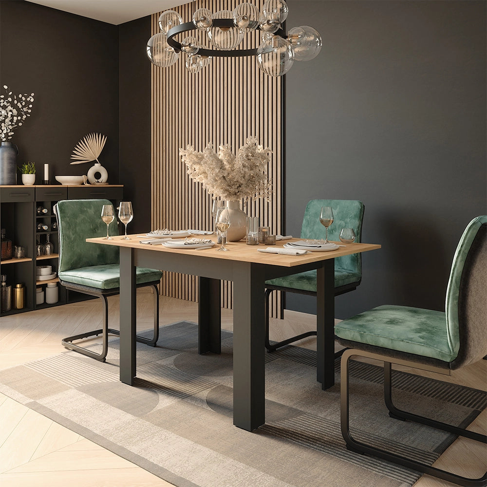 Vicco tavolo da pranzo allungabile Antracite/quercia dorata 100 x 80 cm Estensibile