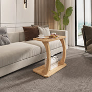 Tavolino Laterale Stattela a Forma di C con Rotelle 59 x 35 x 56 cm - Effetto Legno [en.casa]