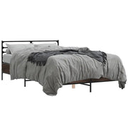Letto matrimoniale | Letto per adulti | Giroletto Rovere Marrone 140x190cm in Legno Multistrato Metallo