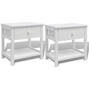 Set di 2 Comodini | Armadio da Notte | Mobiletto da notte Bianchi in Legno
