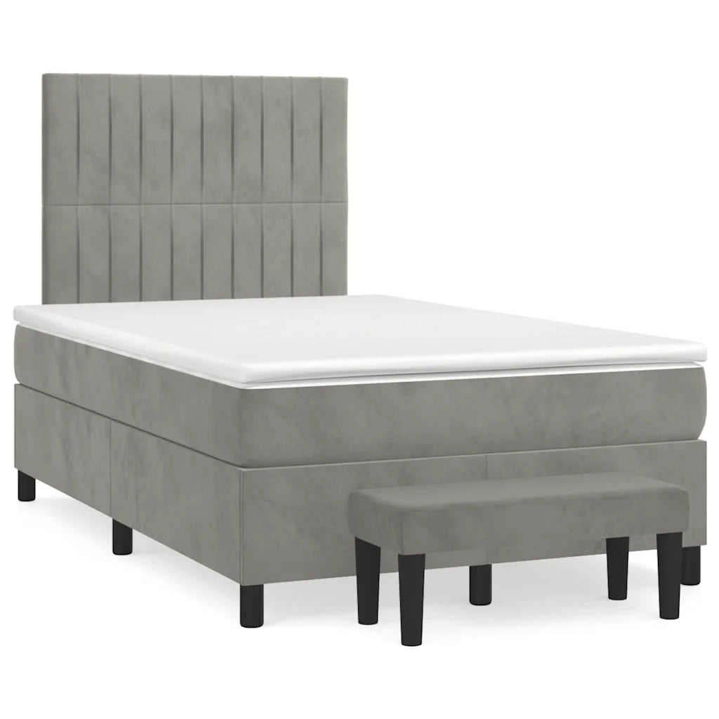 Giroletto a Molle con Materasso Grigio Chiaro 120x190cm Velluto