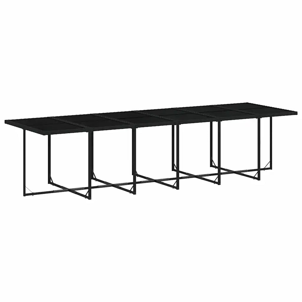 Set da Pranzo da Giardino 17 pz con Cuscini Nero in Polyrattan 3210642