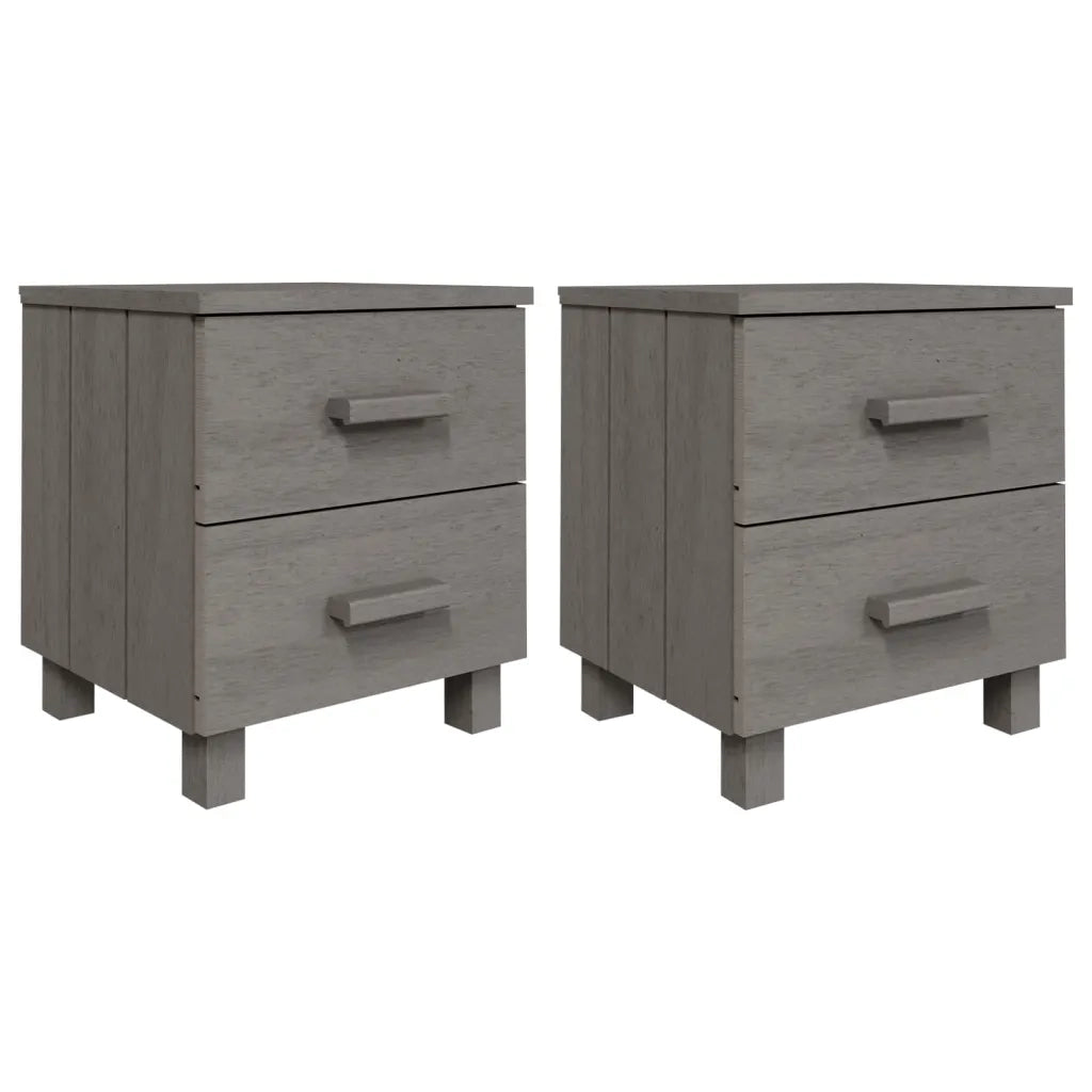 Comodini 2 pz Grigio Chiaro 40x35x44,5cm Legno Massello di Pino cod mxl 29924