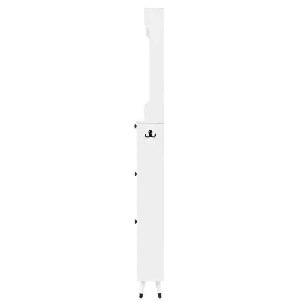 Mobile da ingresso con scarpiera a 3 ante ribaltabili, ganci e barra appendiabiti, per corridoio, bianco, 66 × 17 × 180 cm