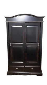 Armadio 2 ante scorrevoli legno shabby nero consumato 122x59x200 - Mobili 2G