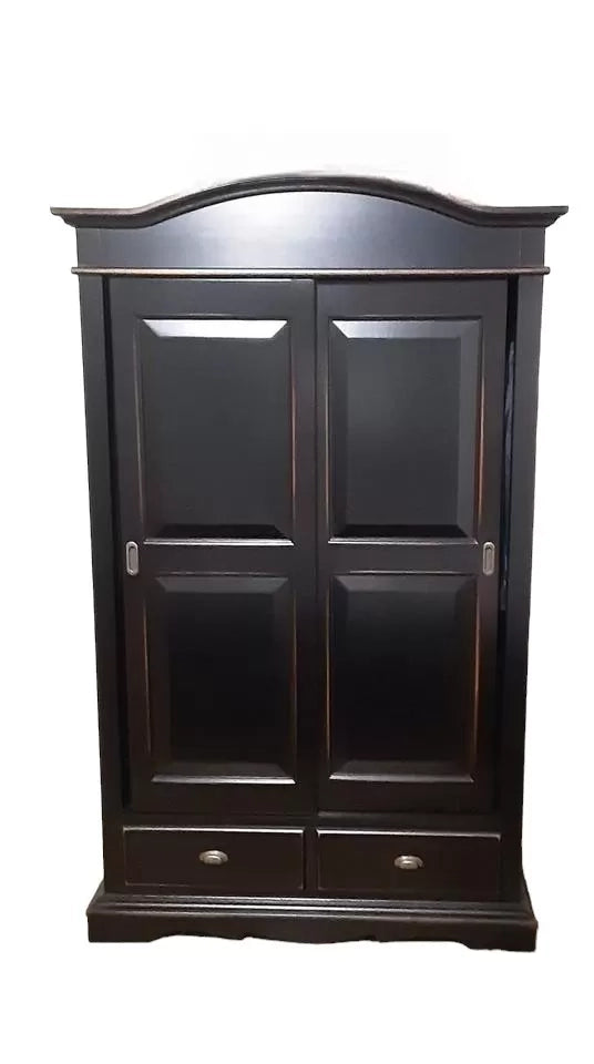 Armadio 2 ante scorrevoli legno shabby nero consumato 122x59x200 - Mobili 2G
