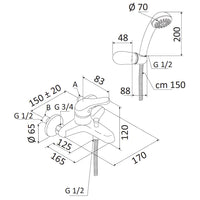 Rubinetto Miscelatore Monocomando Vasca Esterno Doccetta in Ottone Mariani Epic Cromato