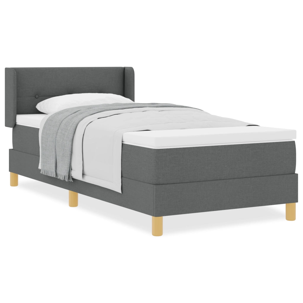 Letto con Box Spring e Materasso Grigio Scuro 90x190 cm Tessuto