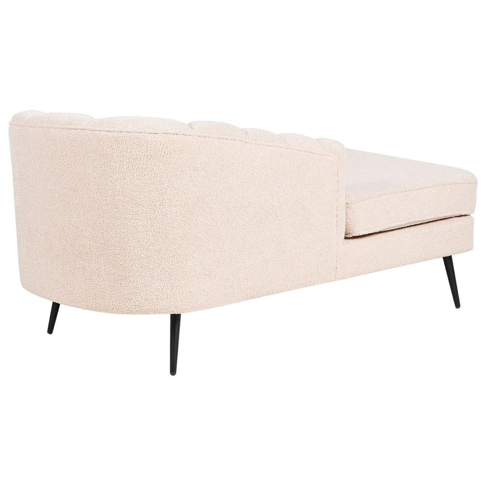 Chaise longue Velluto Beige Chiaro Rivestimento Gambe In Metallo nero versione destra
