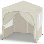 Gazebo da giardino pieghevole con pareti laterali; copertura impermeabile e anti-UV; metallo; beige