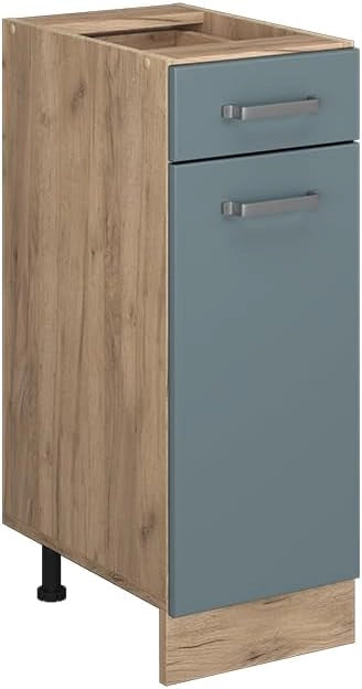 Mobiletto base per cucina R-Line, Grigio-blu, 30 cm senza piano di lavoro, per la libera combinazione all'interno di sistemi cucina modulari