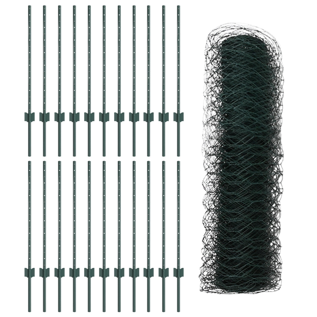 Pali per Recinzione  11 pcs U-Channel Verde 80 cm Acciaio