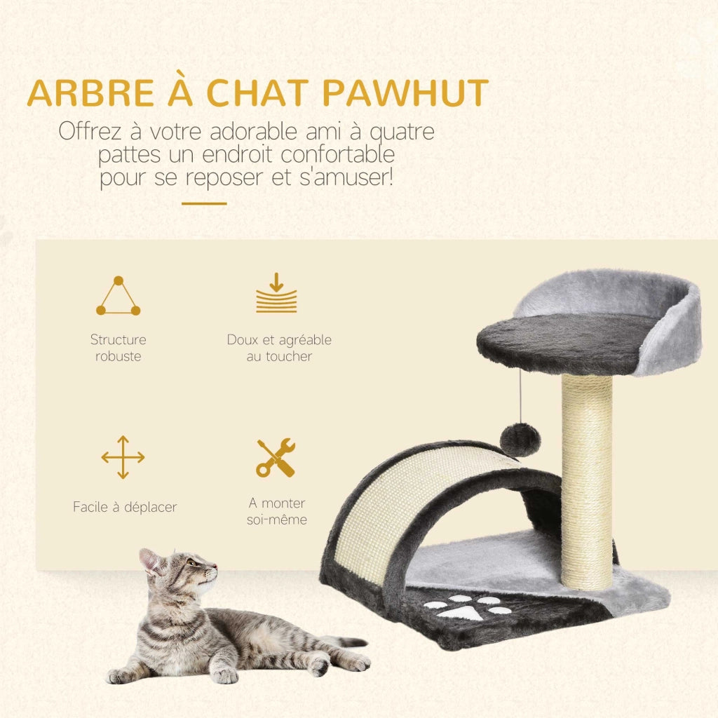 Arbre ¨¤ Chat con Piattaforma e Palla Sospesa ¨C zephmum ¨C Grigio Scuro in Sisal Naturale