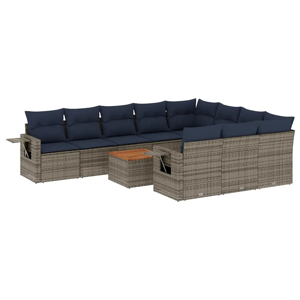 Set Divani da Giardino 11 pz con Cuscini Grigio in Polyrattan 3224745