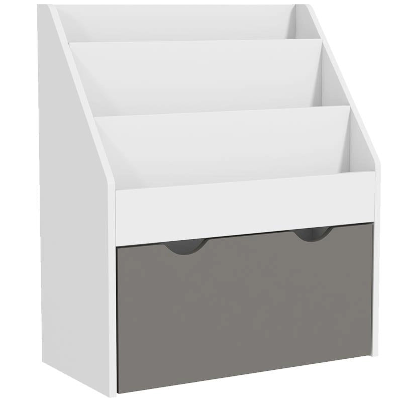 LIBRERIA PER BAMBINI 3-8 ANNI A 3 RIPIANI CON CASSETTO INFERIORE, IN MDF, 62.5X30X70 CM, GRIGIO