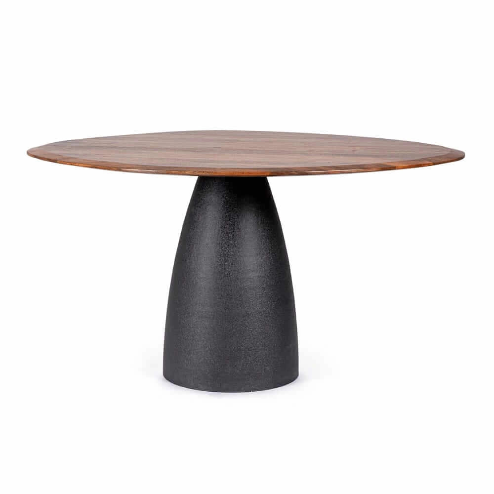 Tavolo Rotondo in Legno con Base Conica Nera 140 cm - FRANKLIN