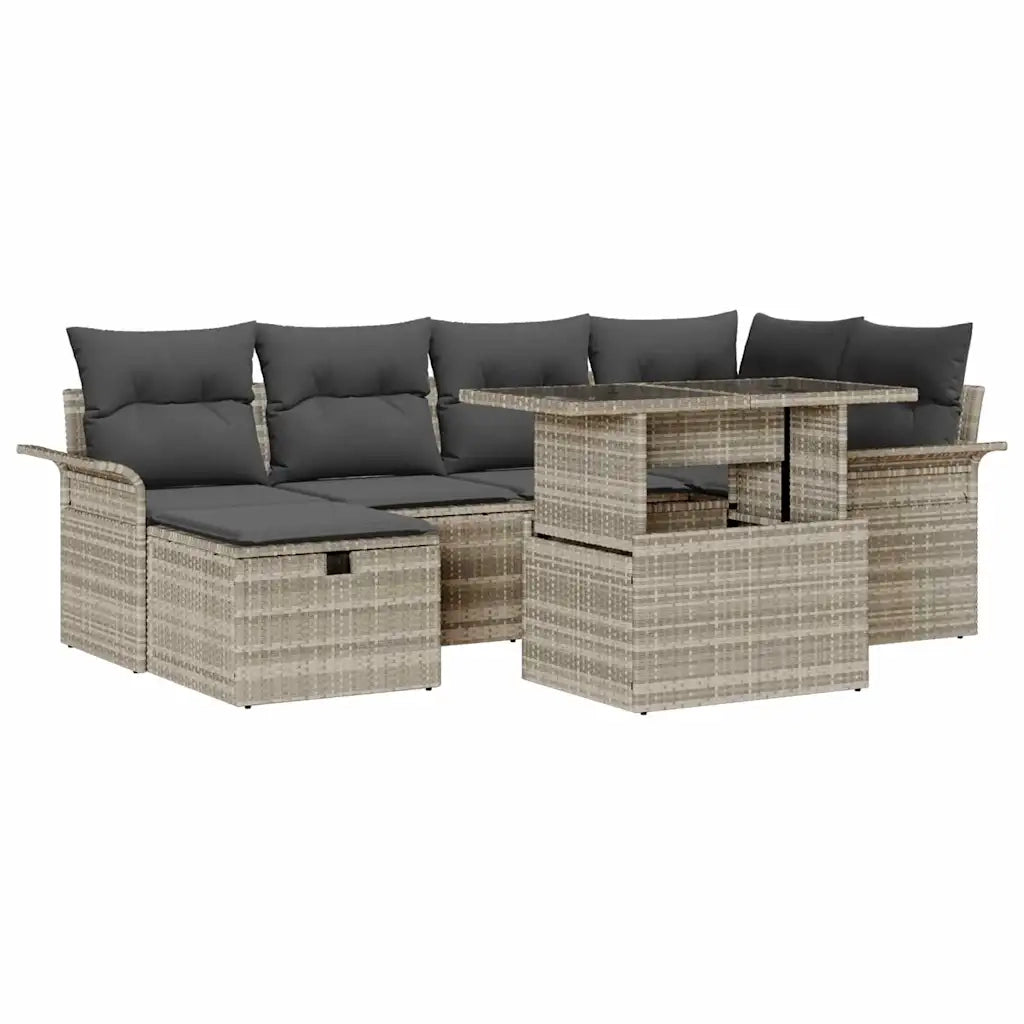 Set Divano da Giardino 7 pcs Grigio chiaro polyrattan 3359679
