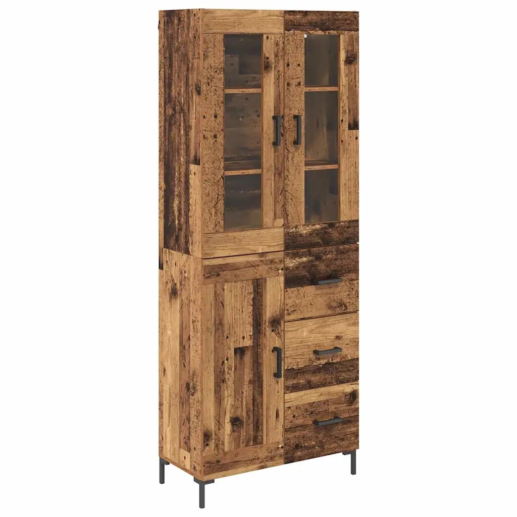 Credenza con cassetto 2 pz | Madia | Buffet da pranzo | Armadio da pranzo Legno vecchio Legno multistrato