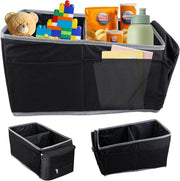 Organizzatore per bambini con molti cassetti: cassetto centrale per autostola e sedile posteriore - Organizzatore per giocattoli, libri e snack in auto: viaggiatori bambini giocattoli neri