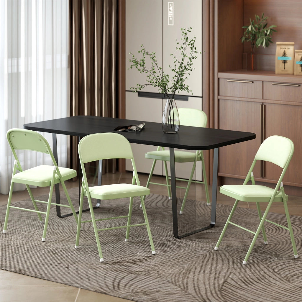 Sedia da Pranzo Pieghevole con Schienale Imbottito ¨C ZephMum ¨C Verde Velluto, Struttura in Metallo