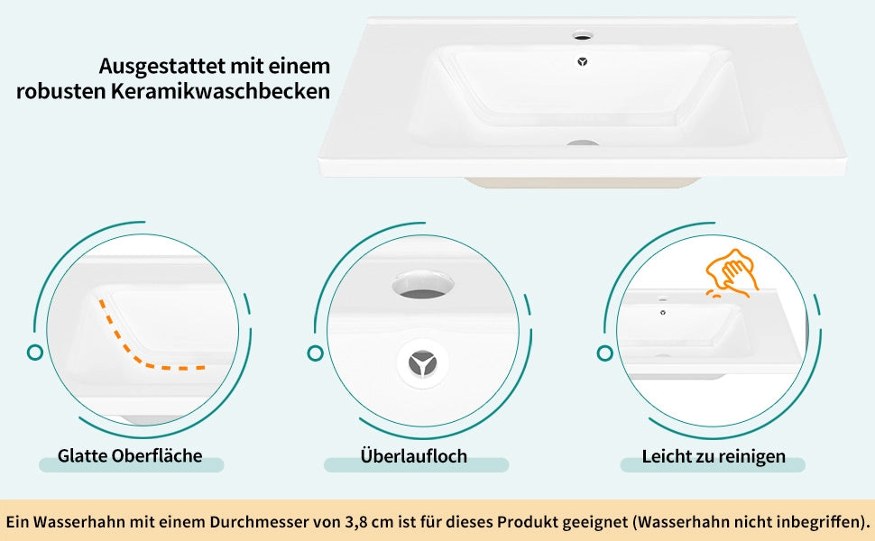 Mobile Sottolavabo Bagno con 3 Cassetti Sospeso ¨C Xylo ¨C Bianco 78.5x46x46.8cm