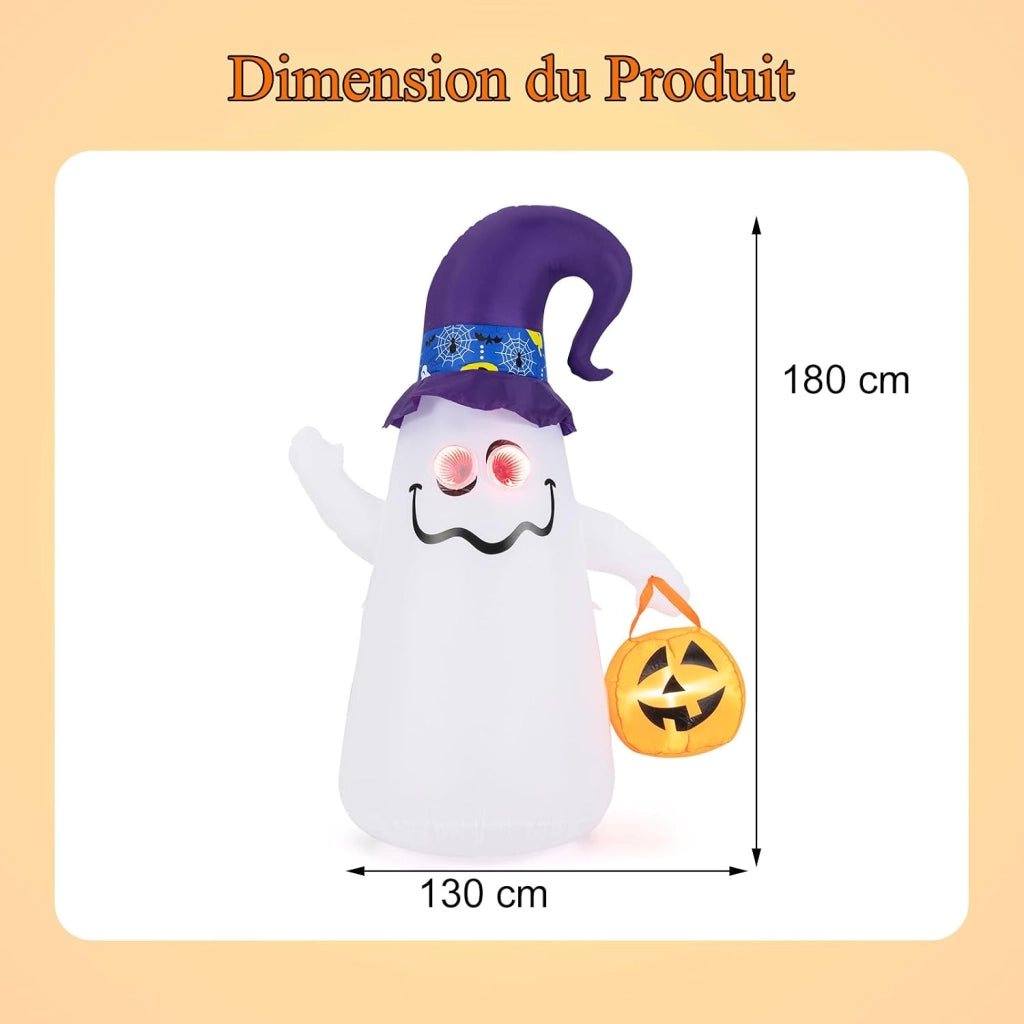 Decorazione Halloween, Fantome Halloween con Zucca Gonfiabile, Luci agli Occhi e Luce LED Brillante, Soffiatore Integrato, Costruzione Stabile, Decorazione Halloween Interni ed Esterni