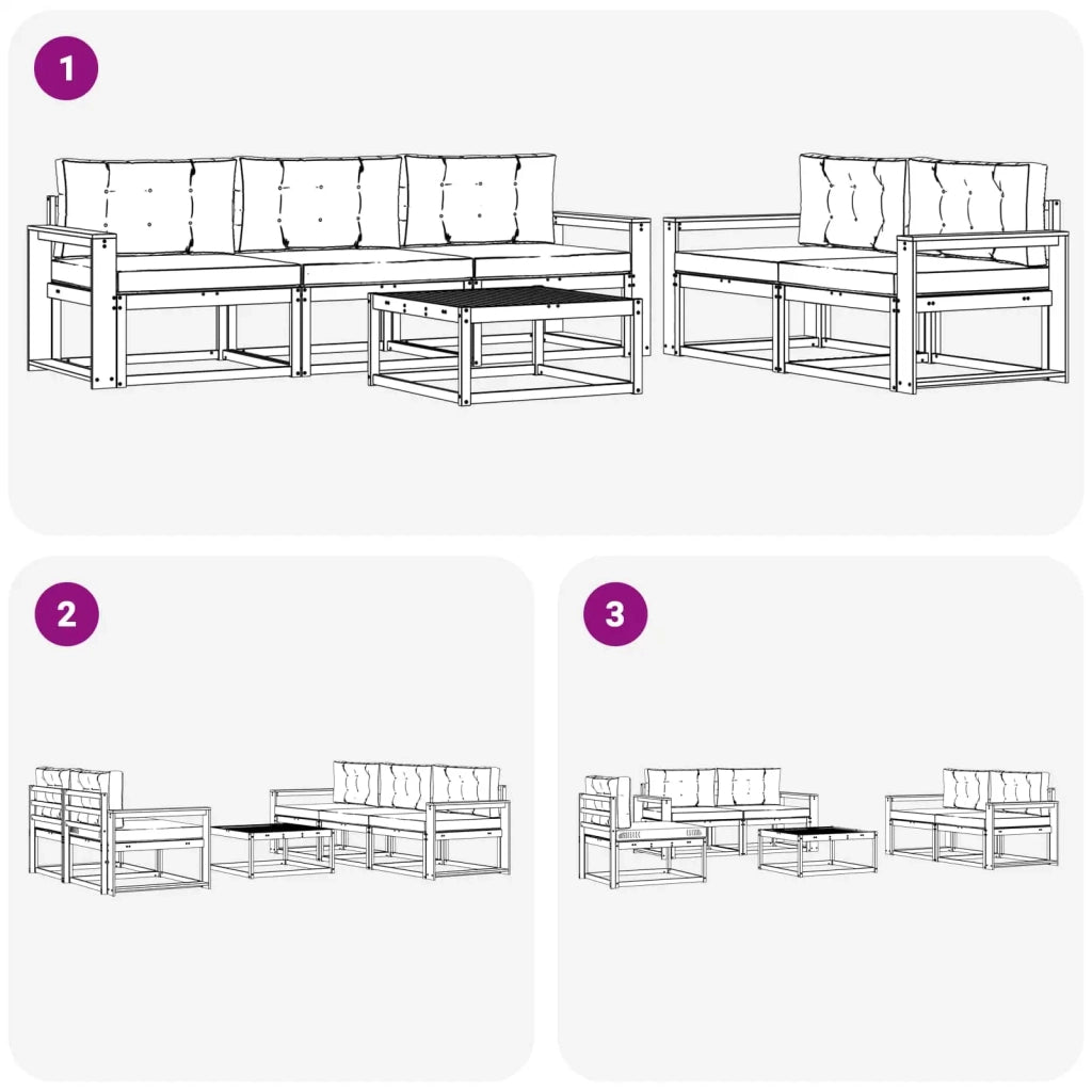 Set di divani da esterno con cuscino 6 pcs Bianco e Beige 3386067