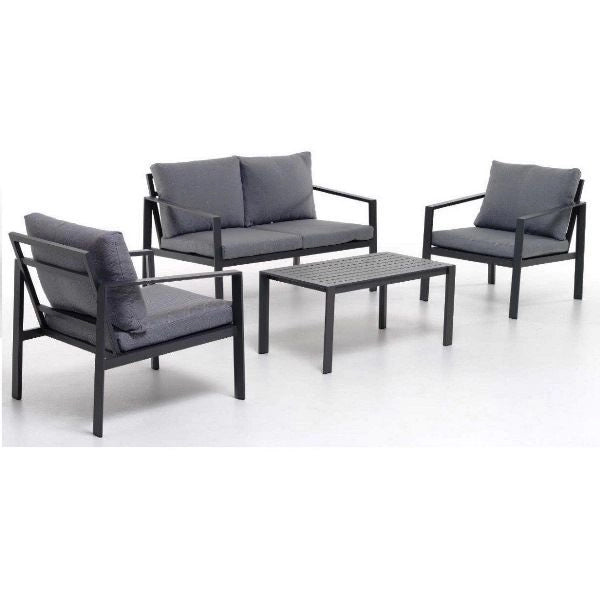 SET DA GIARDINO 4 POSTI ANTRACITE CON DIVANETTO 2 POLTRONE E TAVOLINO ATLANTA