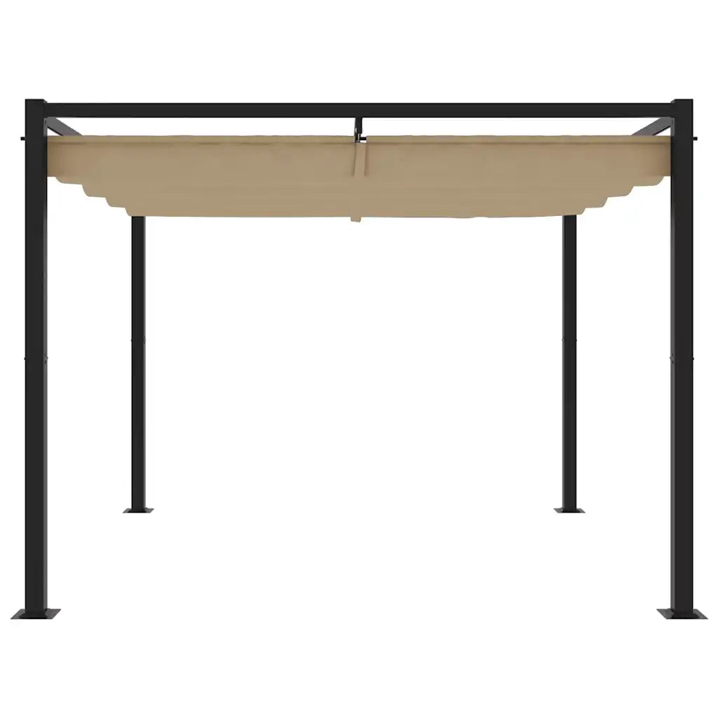 Gazebo da Giardino con Tetto Retrattile Tortora 3x3 m Acciaio 4003961