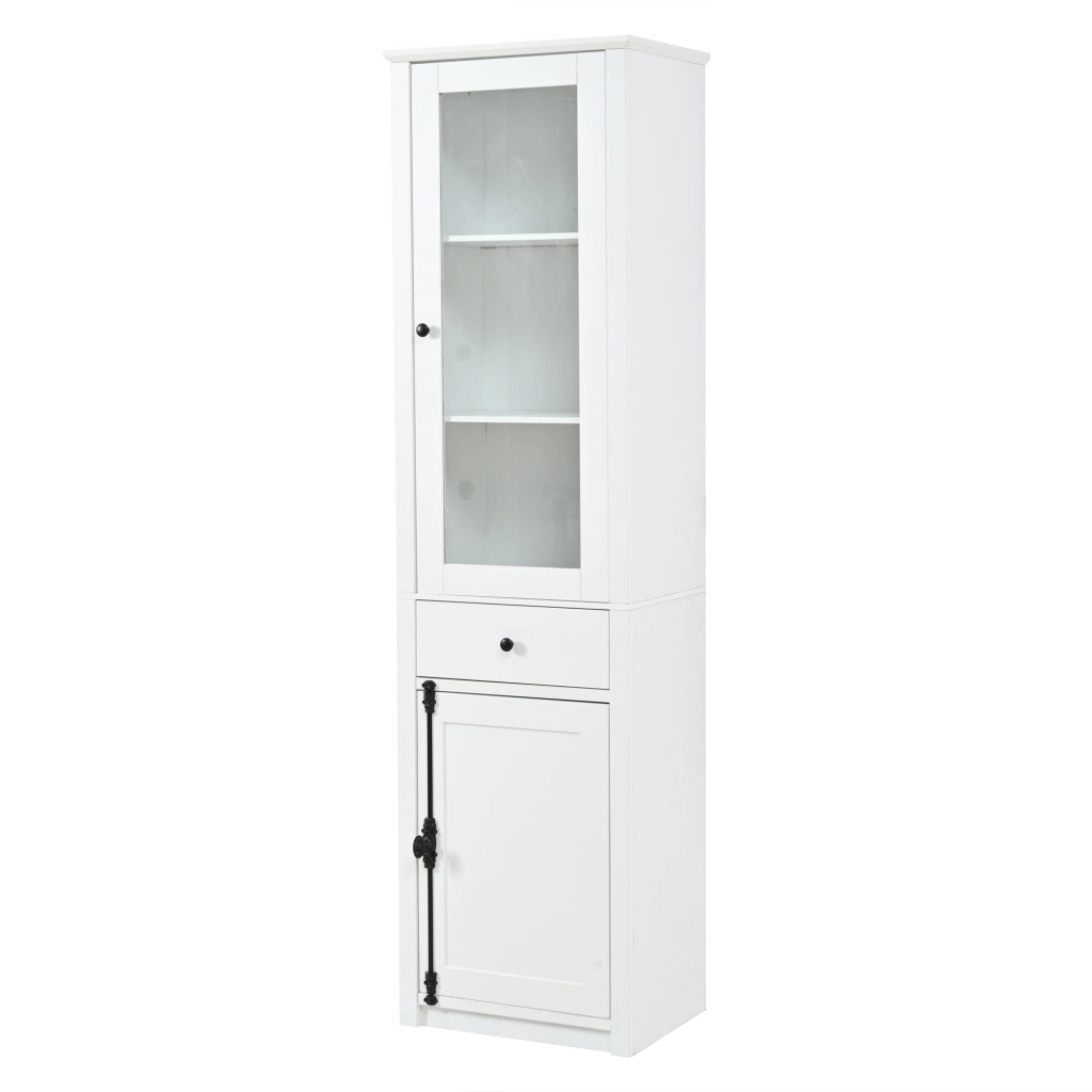 Vetrina Alta con LED e Cassetto ¨C MINIMAL ¨C Bianco, 55x40x200 cm