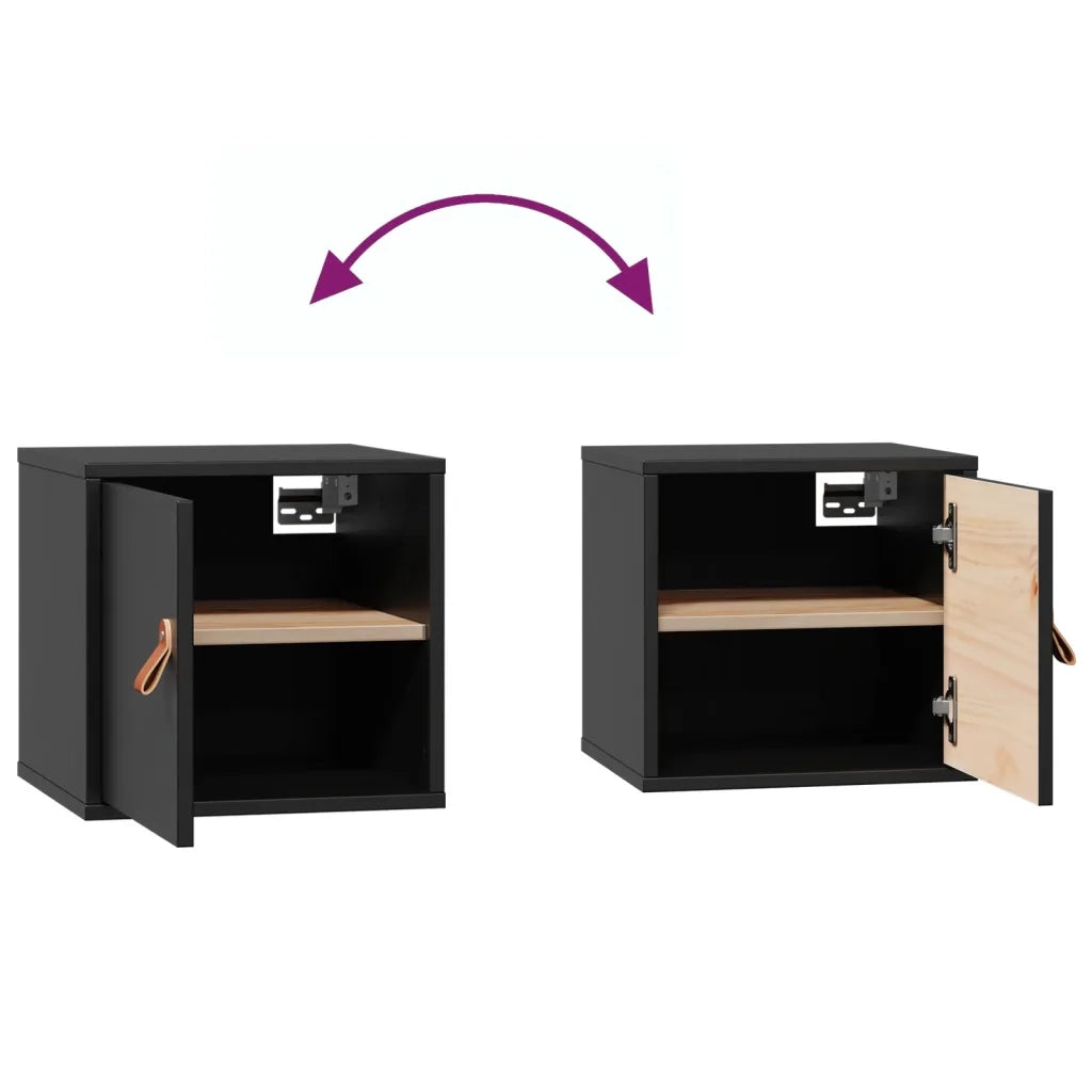 Pensili 2pz Neri 31,5x30x30 cm in Legno Massello di Pino cod mxl 32746
