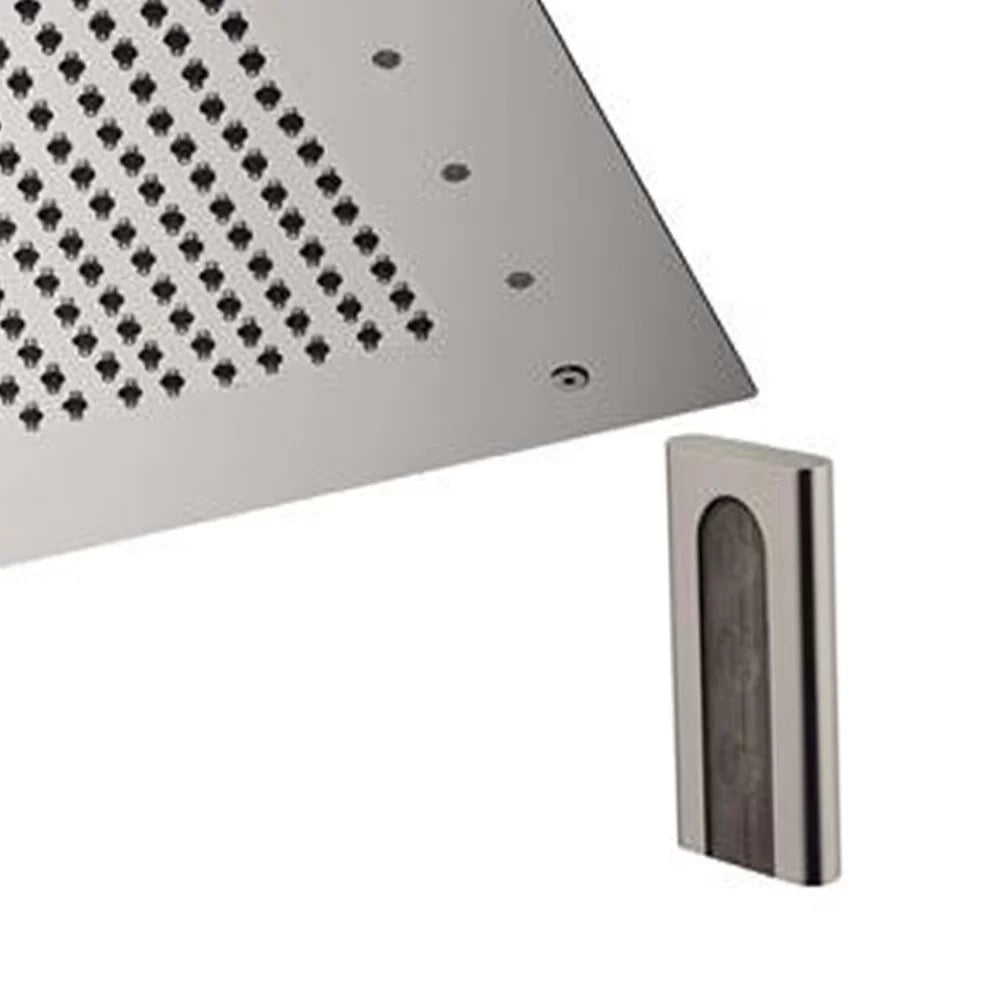 Soffione a soffitto 1 getto 43x43 cm con led in acciaio inox