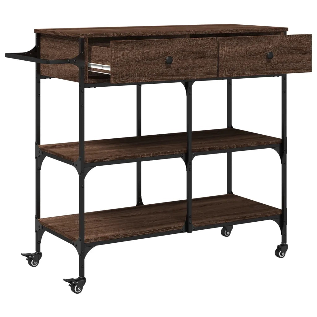 Carrello da Cucina-Scaffale per Cucina Rovere Marrone 105x42x95cm Legno Multistrato
