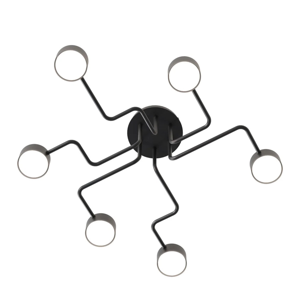 Plafoniera Moderna Ade Acciaio Nero 6 Luci Gx53 Ip20