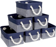 Pacco di 6 contenitori in tela di stoccaggio, piccoli contenitori di stoffa per pannelli, contenitore decorativo vuoto con cordoncini per regali per classe, ufficio, scuola, mobile, giocattoli, calze.